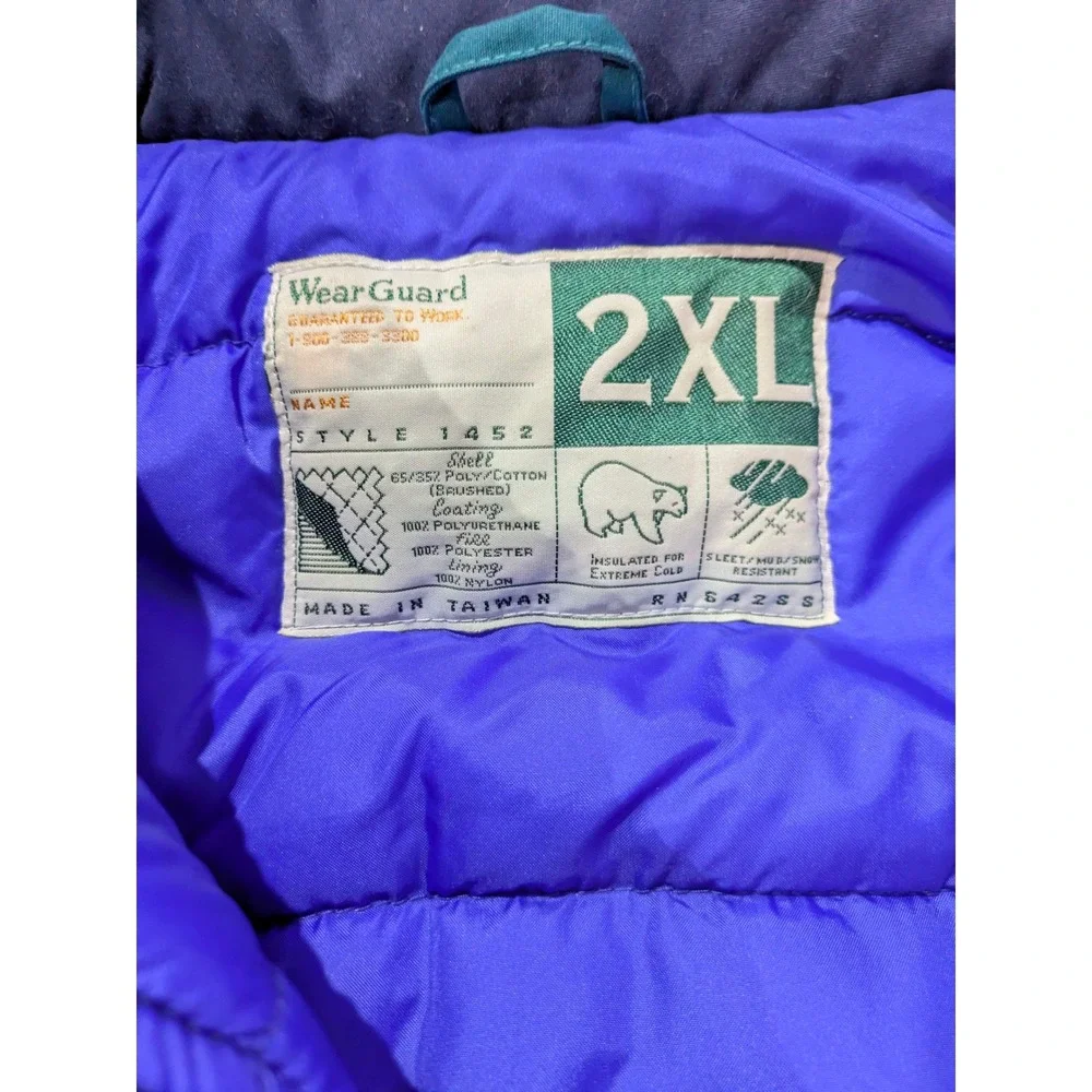 WearGuard Mens Vintage Insulated Parka Jacket 2XL‎ Green hood 1452 Heavyweight